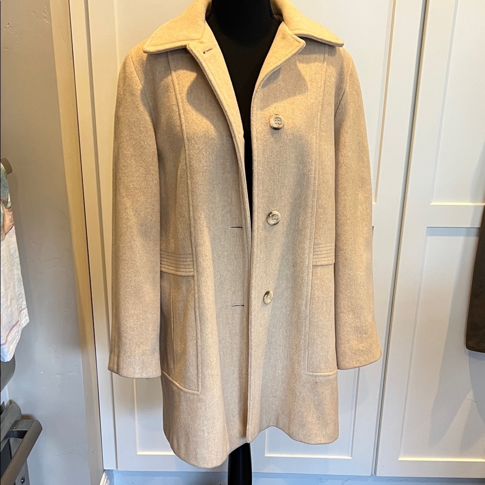 Herman Kay Tan Wool Coat Size MP